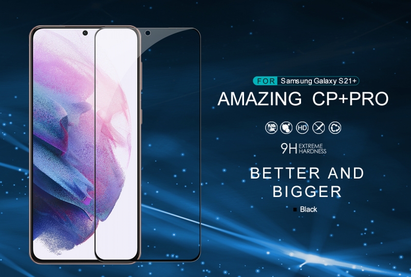 Miếng Kính Cường Lực Full Màn Samsung Galaxy S21 Plus Hiệu Nillkin CP+Pro độ cứng 9H mạnh hơn miếng dán thông thường hơn 20 lần, tránh vật sắc nhọn bào mòn (chìa khóa), siêu cứng, chống dầu, chống cháy nổ, chống vân tay, chống vật sắc nhọn